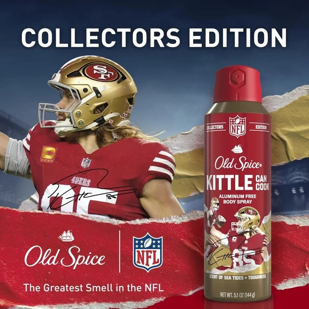 Old Spice NFL George Kittle Collectors Ed Aluminum Free Body Spray 5.1 oz (2 Pk)